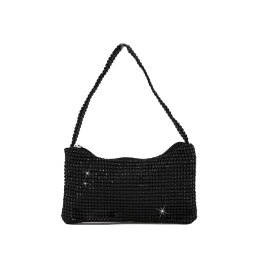 LIUCHUCHU Strass Handtasche Strass Tasche for Frauen Schultertasche Geldbörse Damen weibliche Umhängetasche glänzende Tasche(Noir) von LIUCHUCHU