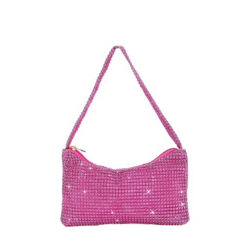 LIUCHUCHU Strass Handtasche Strass Tasche for Frauen Schultertasche Geldbörse Damen weibliche Umhängetasche glänzende Tasche(Rose red) von LIUCHUCHU