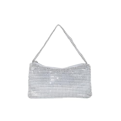 LIUCHUCHU Strass Handtasche Strass Tasche for Frauen Schultertasche Geldbörse Damen weibliche Umhängetasche glänzende Tasche(Silver) von LIUCHUCHU