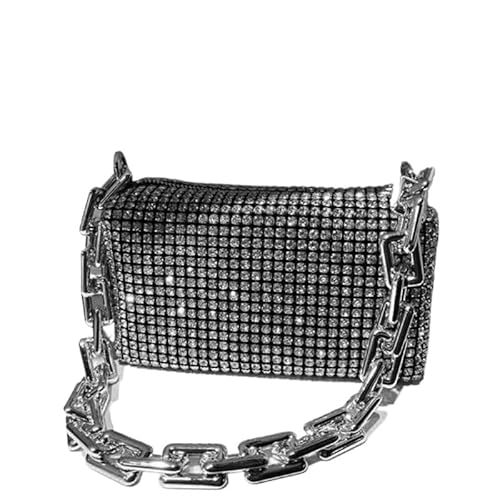 LIUCHUCHU Strass Handtasche Strass Tasche for Frauen Taschen Diamanten Schultertasche Geldbörse Damen weibliche Umhängetasche glänzende(Silver) von LIUCHUCHU
