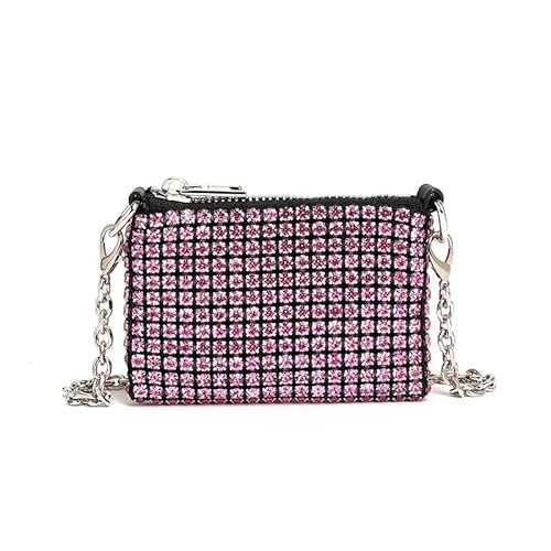 LIUCHUCHU Strass Handtasche Strass Taschen Damen Geldbörse for Mode Party Kette Mini Schultertaschen(Pink) von LIUCHUCHU