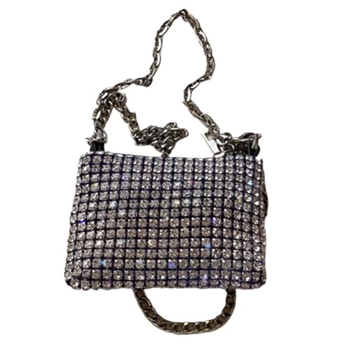 LIUCHUCHU Strass Handtasche Strass Umhängetasche Mini Umhängetasche Metall Doppelkette Mode for Shopping-Trip von LIUCHUCHU