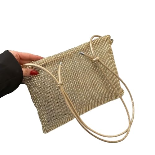 LIUCHUCHU Strass Handtasche Trendy Strass Tasche Große Kapazität Einkaufstasche Unterarmtasche Lässige Umhängetasche Pendlertasche(Gold) von LIUCHUCHU
