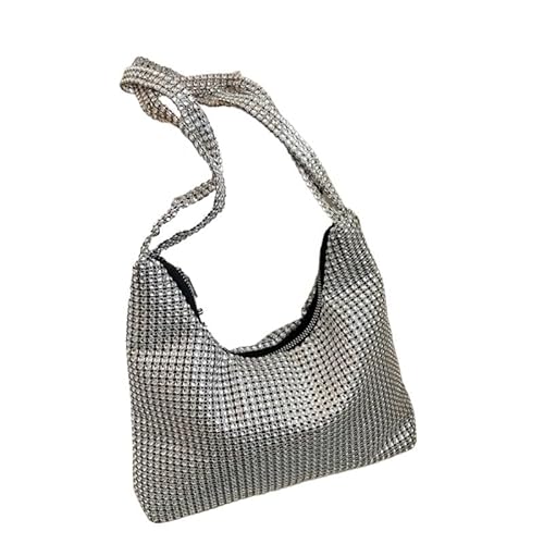 LIUCHUCHU Strass Handtasche Zarte Umhängetasche for Strass Tasche Clutch Geldbörsen Handtasche Abendtasche Silber Glänzende Unterarmtasche von LIUCHUCHU