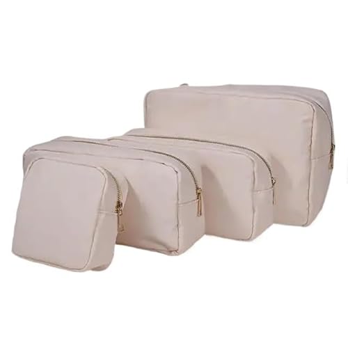 Makeup Bag Nylontasche, große Kosmetiktasche mit Reißverschluss, Toilettenartikel-Organizer-Tasche for Frauen und Mädchen, Geschenk, Make-up-Tasche(Nude,M) von LIUCHUCHU