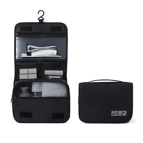 Waschtasche Damen-Make-up-Taschen, Reise-Kosmetiktasche, Toilettenartikel-Organizer, wasserdichte Aufbewahrung, hängende Badezimmer-Waschtasche(Noir) von LIUCHUCHU