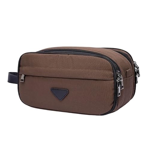 Waschtasche Kulturbeutel mit Mehreren Taschen for Damen und Herren, Reiseutensilien, Make-up-Tasche, wasserdichte Hängetasche, Kosmetik-Make-up-Organizer-Tasche(Brown1) von LIUCHUCHU