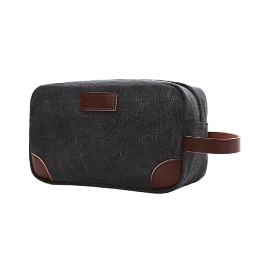 Waschtasche Männer Leinwand Reise Waschen Kulturbeutel Frauen Kosmetik Make-Up Schönheit Notwendigkeiten Tasche wasserdichte Dopp Kit Rasieren Organizer Handtasche(Black2) von LIUCHUCHU