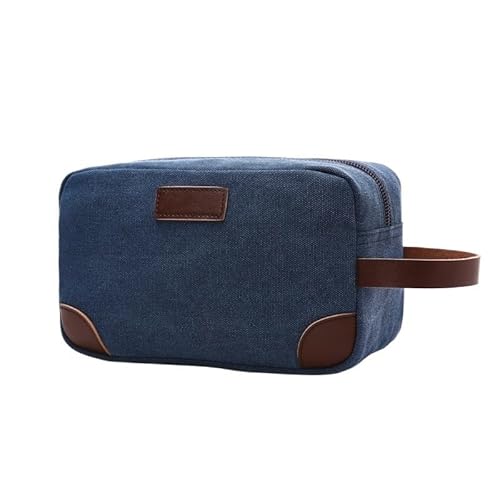 Waschtasche Männer Leinwand Reise Waschen Kulturbeutel Frauen Kosmetik Make-Up Schönheit Notwendigkeiten Tasche wasserdichte Dopp Kit Rasieren Organizer Handtasche(Blue2) von LIUCHUCHU
