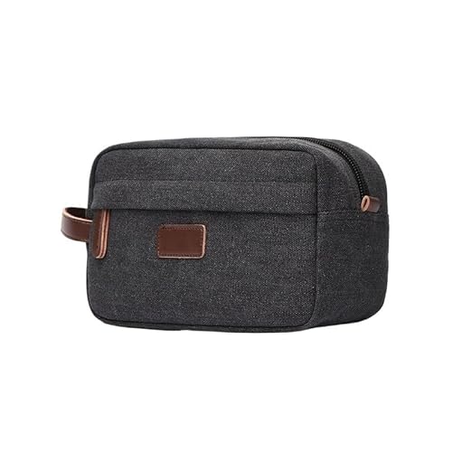Waschtasche Männer Leinwand Reise Waschen Kulturbeutel Frauen Kosmetik Make-Up Schönheit Notwendigkeiten Tasche wasserdichte Dopp Kit Rasieren Organizer Handtasche(Noir) von LIUCHUCHU
