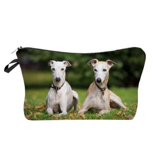 Waschtasche Mini-Kosmetiktasche for Damen mit Hundemotiv, Windhund-Tierdruck, Damen-Make-up-Taschen, Outdoor, Strand, Reisen, faltbares Kulturset(Hz10159 Makeup Bag) von LIUCHUCHU