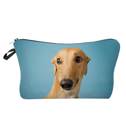 Waschtasche Mini-Kosmetiktasche for Damen mit Hundemotiv, Windhund-Tierdruck, Damen-Make-up-Taschen, Outdoor, Strand, Reisen, faltbares Kulturset(Hz10162 Makeup Bag) von LIUCHUCHU