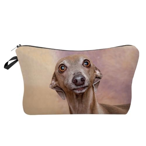Waschtasche Mini-Kosmetiktasche for Damen mit Hundemotiv, Windhund-Tierdruck, Damen-Make-up-Taschen, Outdoor, Strand, Reisen, faltbares Kulturset(Hz10165 Makeup Bag) von LIUCHUCHU