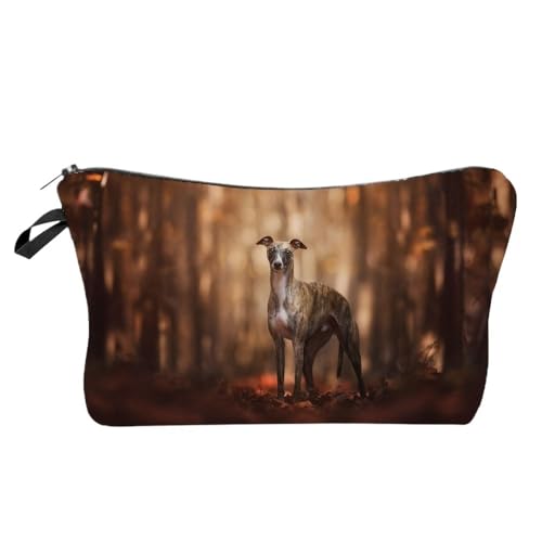 Waschtasche Mini-Kosmetiktasche for Damen mit Hundemotiv, Windhund-Tierdruck, Damen-Make-up-Taschen, Outdoor, Strand, Reisen, faltbares Kulturset(Hz10167 Makeup Bag) von LIUCHUCHU