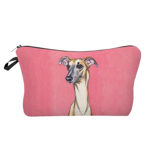 Waschtasche Mini-Kosmetiktasche for Damen mit Hundemotiv, Windhund-Tierdruck, Damen-Make-up-Taschen, Outdoor, Strand, Reisen, faltbares Kulturset(Hz10171 Makeup Bag) von LIUCHUCHU