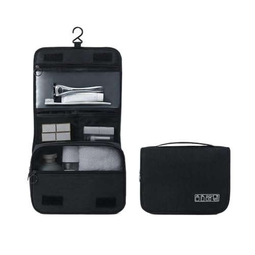 Waschtasche Reise-Make-up-Taschen for Damen, wasserdichte Kosmetiktasche, Toilettenartikel-Organizer, for Aufhängen, Trocken- und Nasstrennung, Aufbewahrungstasche(Noir) von LIUCHUCHU