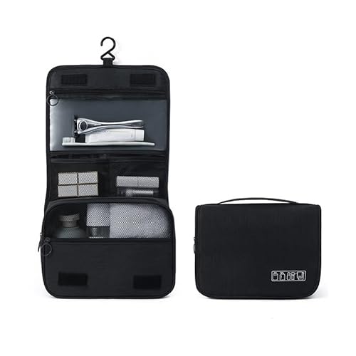 Waschtasche Reise-Make-up-Taschen for Damen, wasserdichte Kosmetiktasche, Toilettenartikel-Organizer, for Aufhängen, Trocken- und Nasstrennung, Aufbewahrungstasche(Noir) von LIUCHUCHU