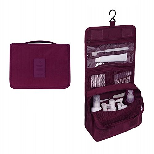 Waschtasche Reise wasserdichte Tragbare Mann Kulturbeutel Frauen Kosmetik Organizer Tasche Hängen Nette Make-Up(Red Wine) von LIUCHUCHU