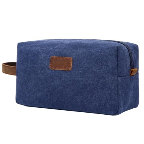 Waschtasche Retro Männer Reise Rasierset Kosmetik Make-up Taschen Organizer Canvas Kulturbeutel(Blue) von LIUCHUCHU