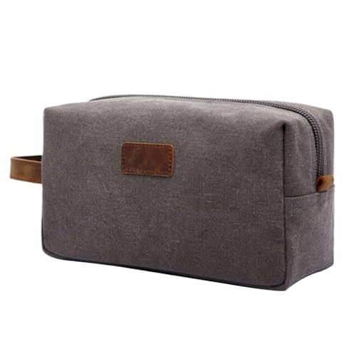 Waschtasche Retro Männer Reise Rasierset Kosmetik Make-up Taschen Organizer Canvas Kulturbeutel(Grey) von LIUCHUCHU
