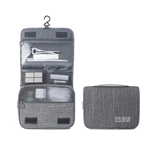 Waschtasche wasserdichte Damen-Make-up-Taschen, Faltbare Kosmetiktasche, hohe Kapazität, Reise-Toilettenartikel-Organizer, hängende Aufbewahrungstaschen(Grey) von LIUCHUCHU