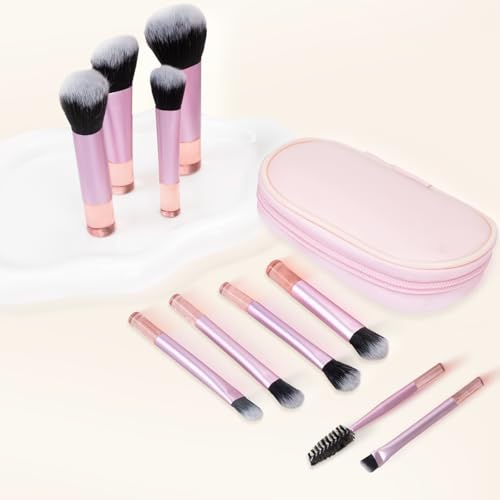 LIUCONGBD 10 Stück Reise Make-up Pinselset, Professionelle Mini Make-up Pinsel Set mit Aufbewahrungstasche, Tragbare Premium Schminkpinsell Sets für Mädchen Stiftung Lidschatten Highlight Kontur von LIUCONGBD