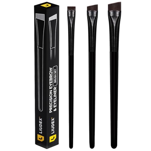 LIUDEX Eyeliner- und Augenbrauenpinsel-Set, fein abgewinkelt, schräg, ultradünn, flach, Make-up-Pinsel für Präzisionsgel- und Augenbrauentönung mit weichen synthetischen Haaren von LIUDEX