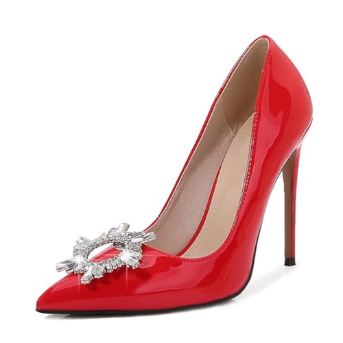 12 cm/4,72 Zoll High Heels für Damen | Glitzernde Pumps aus Lackleder mit spitzer Spitze für Hochzeit, Büro, Tanzveranstaltungen,Rot,35 EU 12 cm/4,72 Zoll High Heels für Damen | Glitzernde Pumps aus Lackleder mit spitzer Spitze für Hochzeit, Büro, Tanzveranstaltungen,Rot,35 EU von LIUGUISUOCHBH
