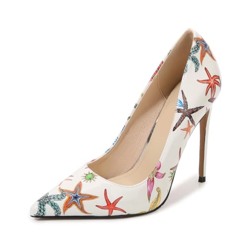 12 cm/4,72 Zoll High Heels für Damen | Lackleder-Pumps mit spitzer Spitze für Hochzeit, Abendgala, Geburtstagsfeier,Weiß,39 EU von LIUGUISUOCHBH