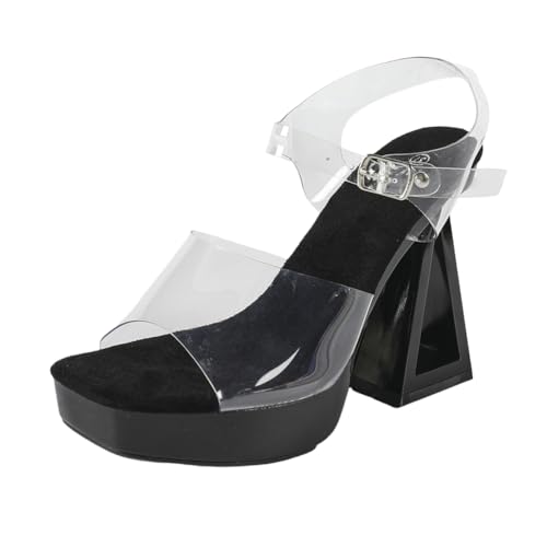 12 cm hohe High Heels für Damen | Blockabsatz, quadratische Zehenpartie und rutschfeste Plateausandalen für Strandhochzeiten, Brautbälle und Clubs,Schwarz,40 EU 12 cm hohe High Heels für Damen | Blockabsatz, quadratische Zehenpartie und rutschfeste Plateausandalen für Strandhochzeiten, Brautbälle und Clubs,Schwarz,40 EU von LIUGUISUOCHBH