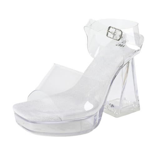 12 cm hohe High Heels für Damen | Blockabsatz, quadratische Zehenpartie und rutschfeste Plateausandalen für Strandhochzeiten, Brautbälle und Clubs,Silber,37 EU 12 cm hohe High Heels für Damen | Blockabsatz, quadratische Zehenpartie und rutschfeste Plateausandalen für Strandhochzeiten, Brautbälle und Clubs,Silber,37 EU von LIUGUISUOCHBH