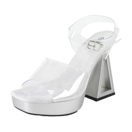 12 cm hohe High Heels für Damen | Blockabsatz, quadratische Zehenpartie und rutschfeste Plateausandalen für Strandhochzeiten, Brautbälle und Clubs,Silber,39 EU 12 cm hohe High Heels für Damen | Blockabsatz, quadratische Zehenpartie und rutschfeste Plateausandalen für Strandhochzeiten, Brautbälle und Clubs,Silber,39 EU von LIUGUISUOCHBH