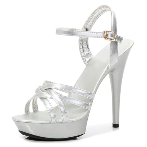 13 cm hohe High Heels für Damen | Plateau-Sandalen mit offener Spitze für Pole Dance, Stripshows, Brautpartys, Kostümabende, angesagte Clubs,Silber,36 EU 13 cm hohe High Heels für Damen | Plateau-Sandalen mit offener Spitze für Pole Dance, Stripshows, Brautpartys, Kostümabende, angesagte Clubs,Silber,36 EU von LIUGUISUOCHBH