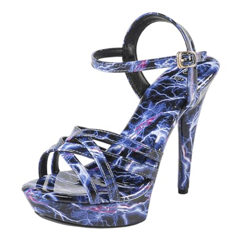 13 cm hohe High Heels für Damen | Plateau-Sandalen mit offener Spitze und Rutschfester Sohle für Strandhochzeiten, Partys im Freien und Clubbing,Blau,36 EU 13 cm hohe High Heels für Damen | Plateau-Sandalen mit offener Spitze und Rutschfester Sohle für Strandhochzeiten, Partys im Freien und Clubbing,Blau,36 EU von LIUGUISUOCHBH