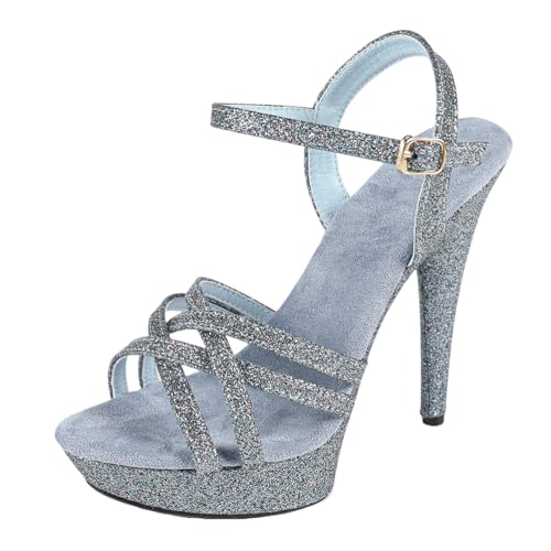 13 cm hohe High Heels für Damen | Plateau-Sandalen mit offener Spitze und Rutschfester Sohle für Strandhochzeiten, Partys im Freien und Clubbing,Blau,40.5 EU 13 cm hohe High Heels für Damen | Plateau-Sandalen mit offener Spitze und Rutschfester Sohle für Strandhochzeiten, Partys im Freien und Clubbing,Blau,40.5 EU von LIUGUISUOCHBH