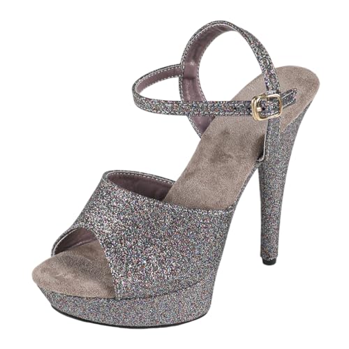 13 cm hohe High Heels für Damen | Plateau-Sandalen mit offener Spitze und Rutschfester Sohle für Strandhochzeiten, Partys im Freien und Clubbing,Grau,37 EU 13 cm hohe High Heels für Damen | Plateau-Sandalen mit offener Spitze und Rutschfester Sohle für Strandhochzeiten, Partys im Freien und Clubbing,Grau,37 EU von LIUGUISUOCHBH