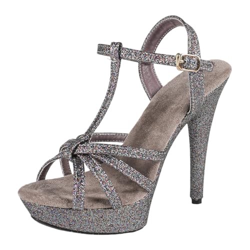 13 cm hohe High Heels für Damen | Plateau-Sandalen mit offener Spitze und Rutschfester Sohle für Strandhochzeiten, Partys im Freien und Clubbing,Grau,40 EU 13 cm hohe High Heels für Damen | Plateau-Sandalen mit offener Spitze und Rutschfester Sohle für Strandhochzeiten, Partys im Freien und Clubbing,Grau,40 EU von LIUGUISUOCHBH