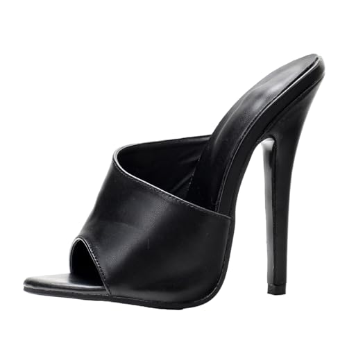 14cm High Heels für Damen & Herren | Große Schwarze Tanzschuhe für Pole Dance, Striptease und Nachtclubs, Crossdressing-Auftritte,Schwarz,39 EU von LIUGUISUOCHBH