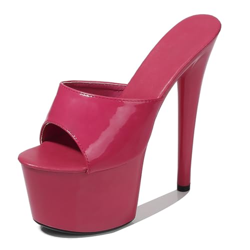 17 cm hohe Extrem High Heels für Damen | Sexy Stiletto-Sandalen für Hochzeit, Club, Pole/Strip-Dance | Fußgewölbeunterstützung & Anti-Rutsch-Design,Deep pink,34 EU 17 cm hohe Extrem High Heels für Damen | Sexy Stiletto-Sandalen für Hochzeit, Club, Pole/Strip-Dance | Fußgewölbeunterstützung & Anti-Rutsch-Design,Deep pink,34 EU von LIUGUISUOCHBH