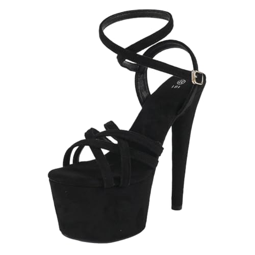 17 cm hohe High Heels für Damen | Plateau-Sandalen mit Fesselriemchen | Extrem hohe Absätze mit Anti-Rutsch-Sohle für Club-Queens & Bühnenkünstler,Schwarz,40 EU 17 cm hohe High Heels für Damen | Plateau-Sandalen mit Fesselriemchen | Extrem hohe Absätze mit Anti-Rutsch-Sohle für Club-Queens & Bühnenkünstler,Schwarz,40 EU von LIUGUISUOCHBH