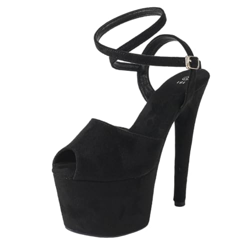 17 cm hohe High Heels für Damen | Plateau-Sandalen mit Fesselriemchen | Extrem hohe Absätze mit Anti-Rutsch-Sohle für Club-Queens & Bühnenkünstler,Schwarz,41 EU 17 cm hohe High Heels für Damen | Plateau-Sandalen mit Fesselriemchen | Extrem hohe Absätze mit Anti-Rutsch-Sohle für Club-Queens & Bühnenkünstler,Schwarz,41 EU von LIUGUISUOCHBH