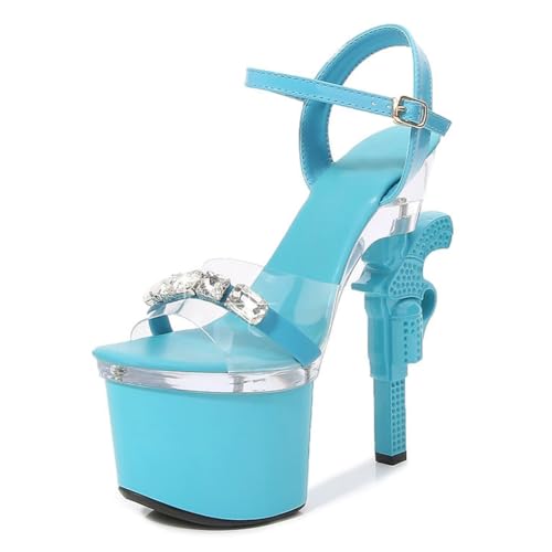 17 cm hohe High Heels für Damen | Plateau-Sandalen mit Knöchelriemen für Hochzeiten, Nachtclubs, Abschlussfeiern, Pole-/Strip-Dance,Blau,40 EU 17 cm hohe High Heels für Damen | Plateau-Sandalen mit Knöchelriemen für Hochzeiten, Nachtclubs, Abschlussfeiern, Pole-/Strip-Dance,Blau,40 EU von LIUGUISUOCHBH
