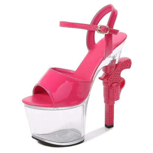 17 cm hohe High Heels für Damen | Plateau-Sandalen mit Knöchelriemen für Hochzeiten, Nachtclubs, Abschlussfeiern, Pole-/Strip-Dance,Deep pink,38 EU 17 cm hohe High Heels für Damen | Plateau-Sandalen mit Knöchelriemen für Hochzeiten, Nachtclubs, Abschlussfeiern, Pole-/Strip-Dance,Deep pink,38 EU von LIUGUISUOCHBH