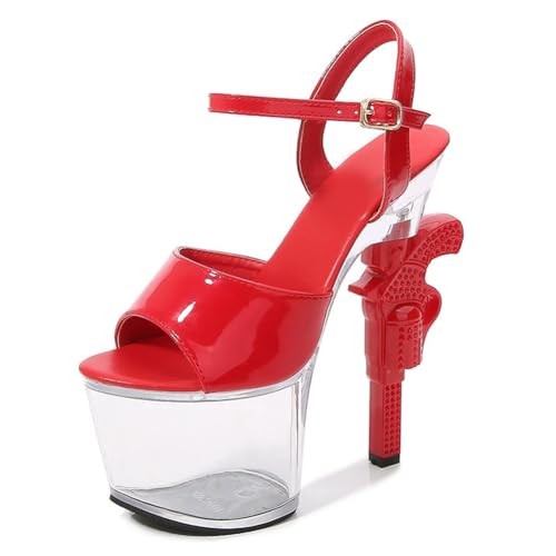 17 cm hohe High Heels für Damen | Plateau-Sandalen mit Knöchelriemen für Hochzeiten, Nachtclubs, Abschlussfeiern, Pole-/Strip-Dance,Rot,35 EU 17 cm hohe High Heels für Damen | Plateau-Sandalen mit Knöchelriemen für Hochzeiten, Nachtclubs, Abschlussfeiern, Pole-/Strip-Dance,Rot,35 EU von LIUGUISUOCHBH