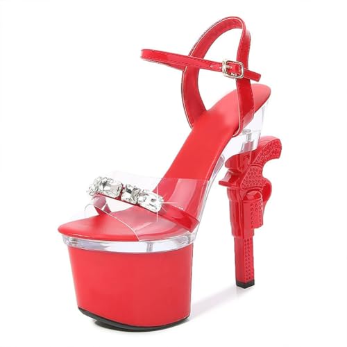 17 cm hohe High Heels für Damen | Plateau-Sandalen mit Knöchelriemen für Hochzeiten, Nachtclubs, Abschlussfeiern, Pole-/Strip-Dance,Rot,36 EU 17 cm hohe High Heels für Damen | Plateau-Sandalen mit Knöchelriemen für Hochzeiten, Nachtclubs, Abschlussfeiern, Pole-/Strip-Dance,Rot,36 EU von LIUGUISUOCHBH