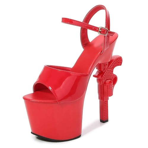 17 cm hohe High Heels für Damen | Plateau-Sandalen mit Knöchelriemen für Hochzeiten, Nachtclubs, Abschlussfeiern, Pole-/Strip-Dance,Rot,40.5 EU 17 cm hohe High Heels für Damen | Plateau-Sandalen mit Knöchelriemen für Hochzeiten, Nachtclubs, Abschlussfeiern, Pole-/Strip-Dance,Rot,40.5 EU von LIUGUISUOCHBH