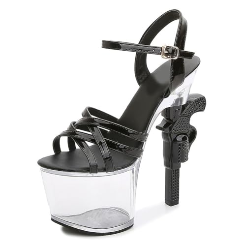 17 cm hohe High Heels für Damen | Plateau-Sandalen mit Knöchelriemen für Hochzeiten, Nachtclubs, Abschlussfeiern, Pole-/Strip-Dance,Schwarz,34 EU 17 cm hohe High Heels für Damen | Plateau-Sandalen mit Knöchelriemen für Hochzeiten, Nachtclubs, Abschlussfeiern, Pole-/Strip-Dance,Schwarz,34 EU von LIUGUISUOCHBH