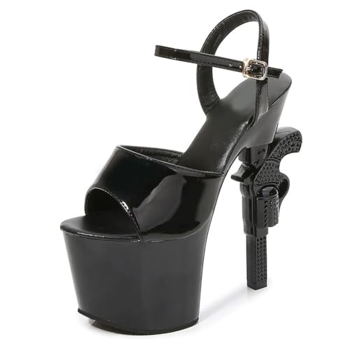 17 cm hohe High Heels für Damen | Plateau-Sandalen mit Knöchelriemen für Hochzeiten, Nachtclubs, Abschlussfeiern, Pole-/Strip-Dance,Schwarz,35 EU 17 cm hohe High Heels für Damen | Plateau-Sandalen mit Knöchelriemen für Hochzeiten, Nachtclubs, Abschlussfeiern, Pole-/Strip-Dance,Schwarz,35 EU von LIUGUISUOCHBH