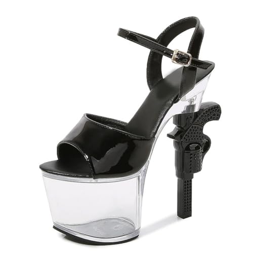 17 cm hohe High Heels für Damen | Plateau-Sandalen mit Knöchelriemen für Hochzeiten, Nachtclubs, Abschlussfeiern, Pole-/Strip-Dance,Schwarz,40.5 EU 17 cm hohe High Heels für Damen | Plateau-Sandalen mit Knöchelriemen für Hochzeiten, Nachtclubs, Abschlussfeiern, Pole-/Strip-Dance,Schwarz,40.5 EU von LIUGUISUOCHBH