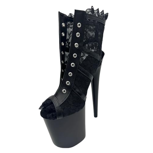 20cm Extrem High Heels Plateau Sandalen für Damen | Stripper-Heels in Übergröße für Nachtclub-Auftritte und professionellen Pole Dance,Schwarz,38 EU von LIUGUISUOCHBH